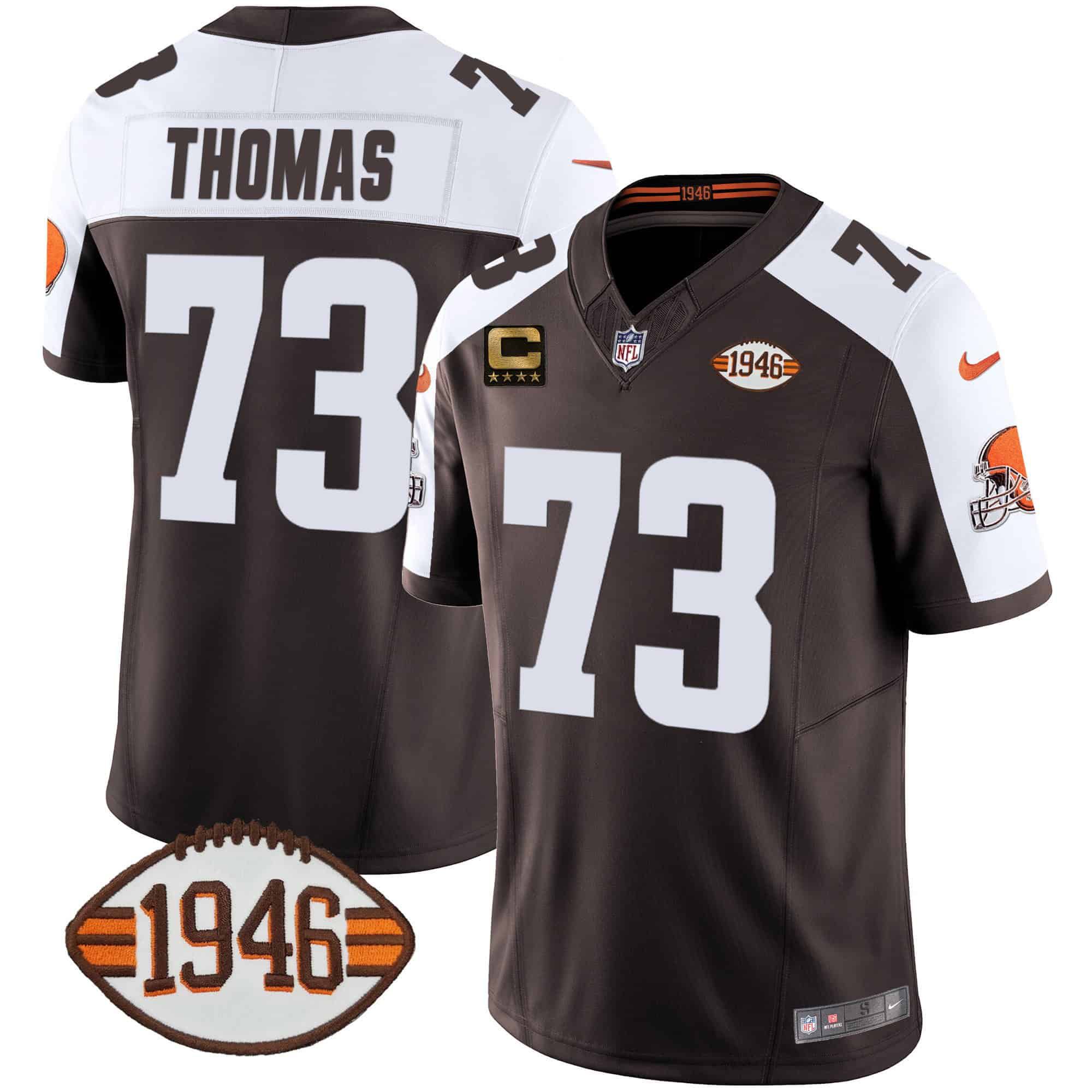 Men Cleveland Browns #73 Thomas Brown 1946 75th Anniversary Patch 2024 Nike NFL Jersey
